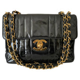 Chanel timeless/classique black patent leather handbag
