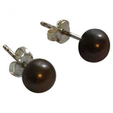 Non Signé / Unsigned brown pearl earrings