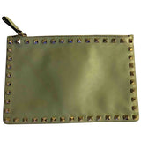 Valentino Garavani rockstud green leather clutch bag