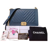 Chanel boy blue leather handbag