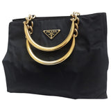 Prada tessuto metallo  black cloth handbag