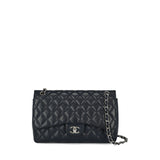 Chanel timeless/classique black leather handbag