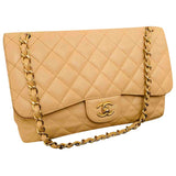 Chanel timeless/classique beige leather handbag