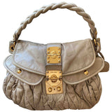 Miu Miu coffer beige leather handbag