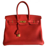 Hermès birkin 35 red leather handbag
