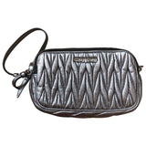 Miu Miu Matelassé Silver Leather Clutch bag