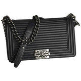 Chanel boy navy leather handbag