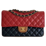 Chanel timeless/classique blue leather handbag