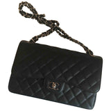 Chanel timeless/classique black leather handbag