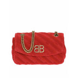 Balenciaga bb round red velvet handbag
