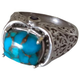 Non Signé / Unsigned turquoises turquoise platinum rings