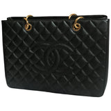 Chanel grand shopping black leather handbag
