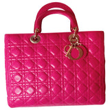 Dior lady dior pink leather handbag