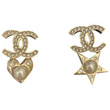 Chanel cc silver steel earrings