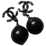 Chanel cc black pearls earrings