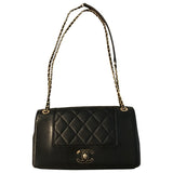 Chanel diana black leather handbag