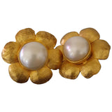Chanel gold pearl earrings
