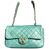 Chanel timeless/classique blue leather handbag