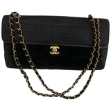 Chanel east west chocolate bar black suede handbag