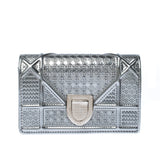 Dior diorama silver patent leather handbag