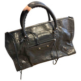 Balenciaga classic metalic grey leather handbag
