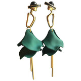 Non Signé / Unsigned art déco green metal earrings