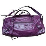 Balenciaga city purple leather handbag