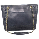 Chanel grand shopping navy leather handbag