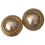 Chanel gold pearl earrings