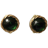 Chanel chanel green metal earrings
