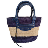 Balenciaga panier blue wicker handbag