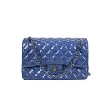 Chanel timeless/classique blue patent leather handbag