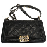 Chanel boy black leather handbag
