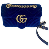 Gucci marmont blue velvet handbag