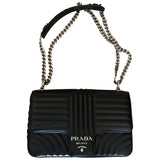 Prada diagramme black leather handbag