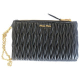 Miu Miu matelassé black leather clutch bag