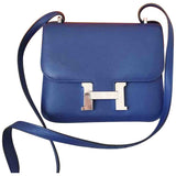 Hermès constance blue leather handbag