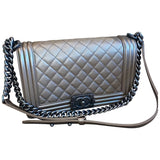 Chanel boy metallic leather handbag