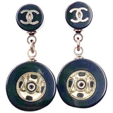 Chanel cc black plastic earrings