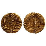 Chanel cc gold metal earrings
