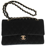 Chanel timeless/classique black cloth handbag