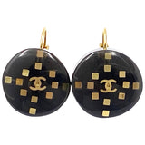 Chanel cc black plastic earrings