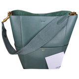 Celine seau sangle green leather handbag