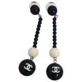 Chanel cc black metal earrings