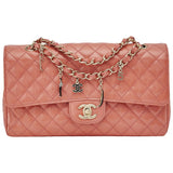Chanel timeless/classique orange patent leather handbag