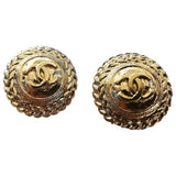 Chanel cc gold metal earrings
