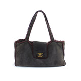 Chanel grey shearling handbag