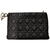 Dior lady dior black cotton clutch bag