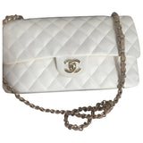 Chanel timeless/classique white leather handbag