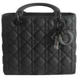 Dior lady dior black leather handbag